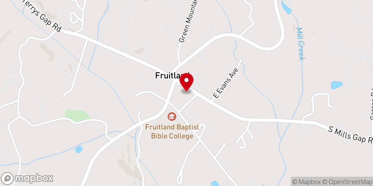 Map showing location of Fruitland Methodist Church