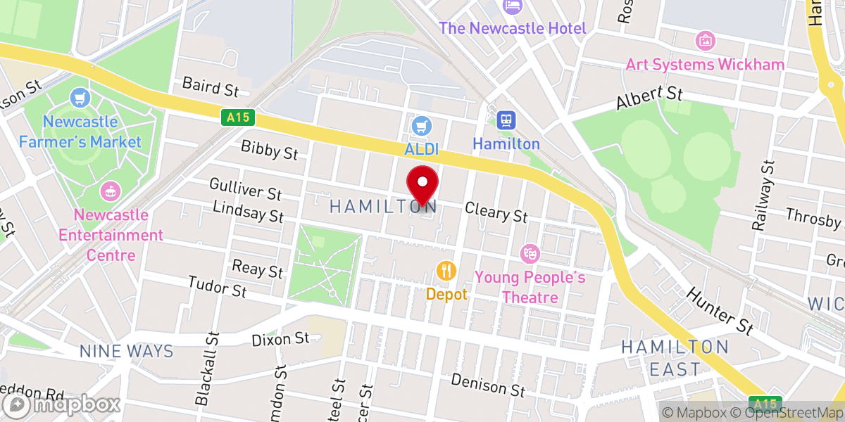 Map showing location of Newcastle Worship and Community Centre Hamilton