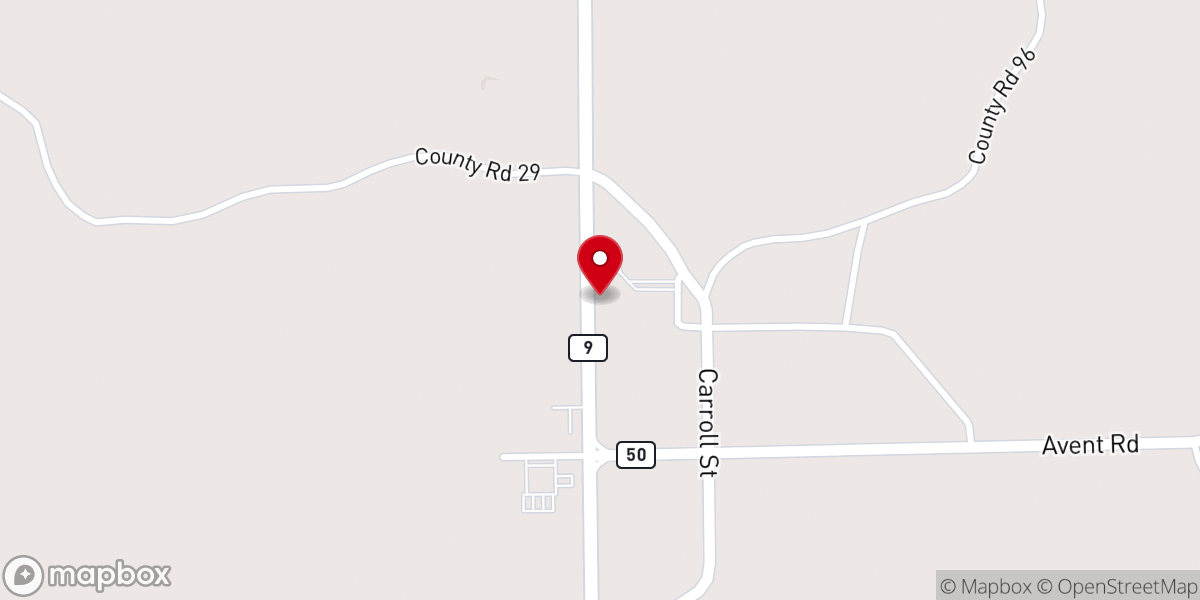 Map showing location of Walthall Baptist Church