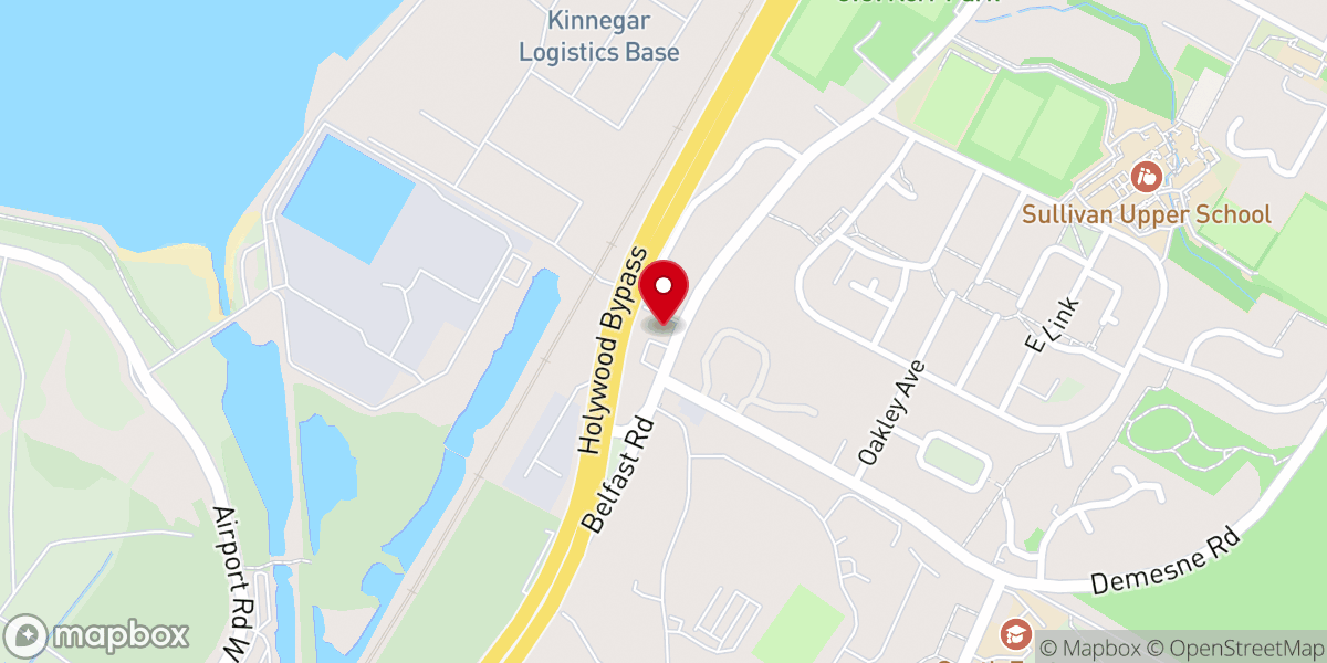 Map showing location of Holywood Baptist Church