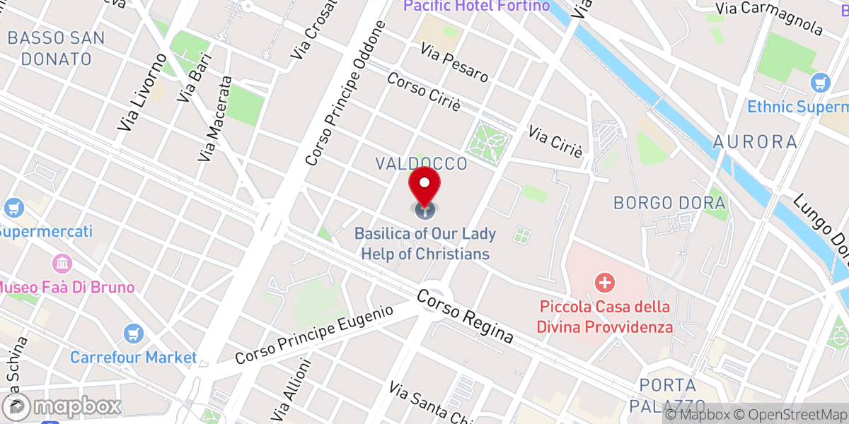 Map showing location of Basilica Santa Maria Ausiliatrice