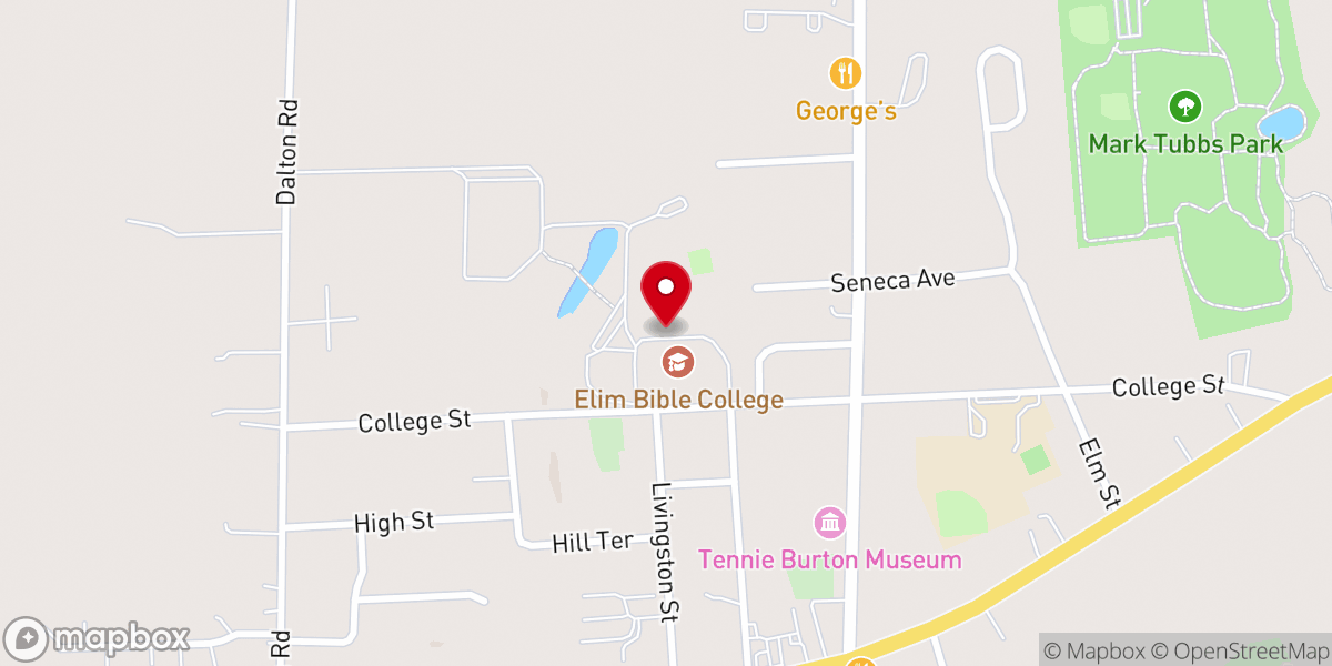 Map showing location of Elim Bible College