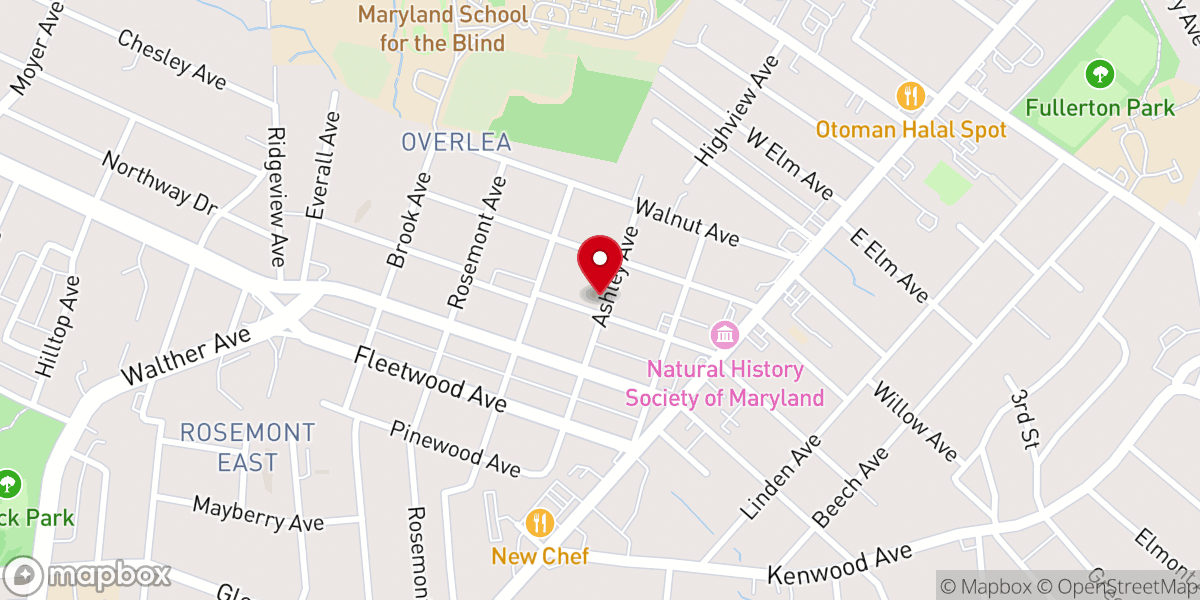 Map showing location of Baltimore Chinese Baptist Church