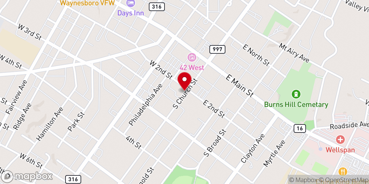 Map showing location of Christ United Methodist Church