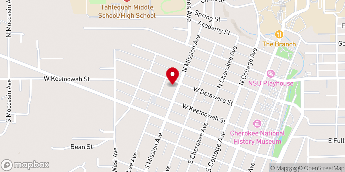 Map showing location of Tahlequah Bible Church