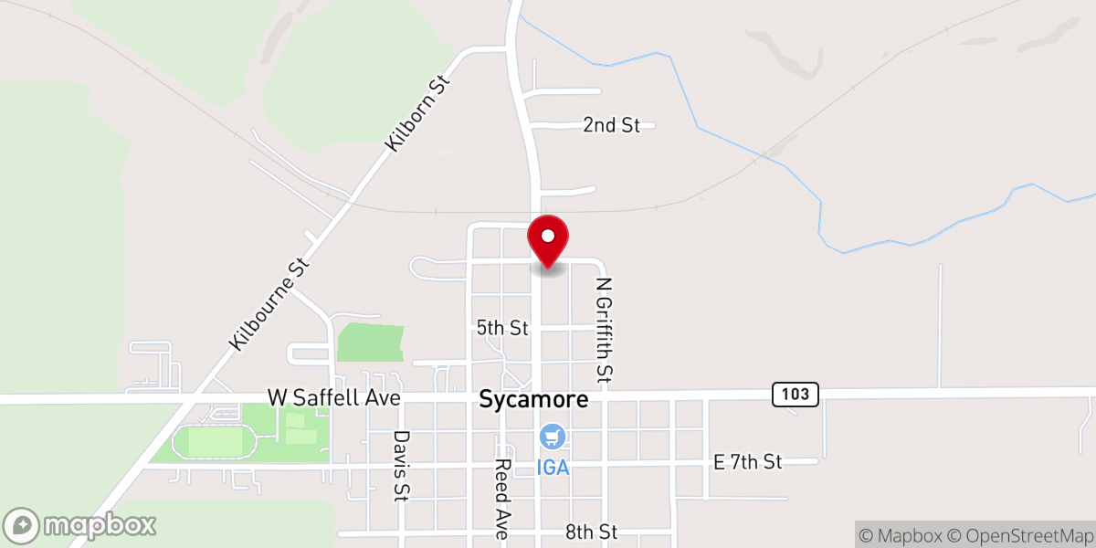 Map showing location of United Methodist Church of Sycamore
