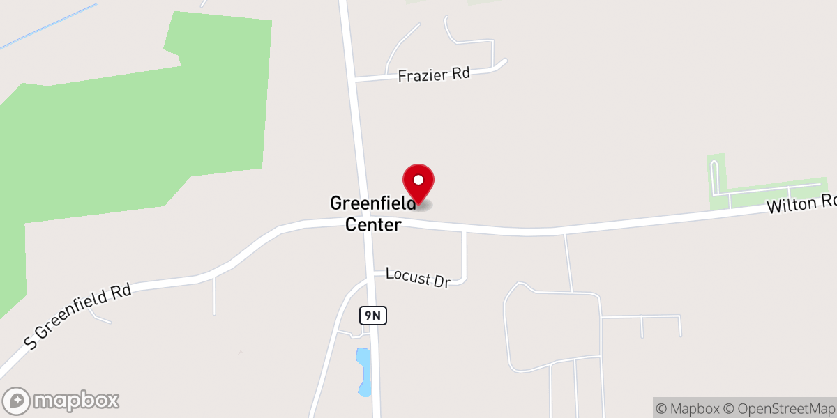 Map showing location of Greenfield Center Baptist Church