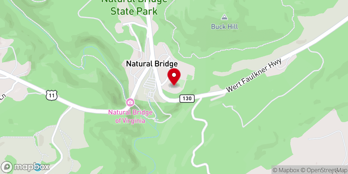 Map showing location of Natural Bridge Baptist Church