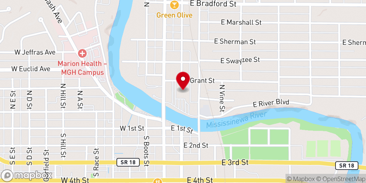 Map showing location of YMCA of Grant County