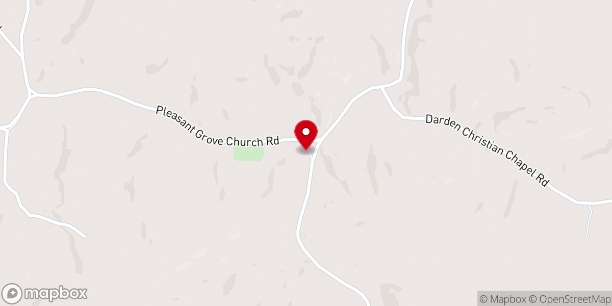 Map showing location of Pleasant Grove Church