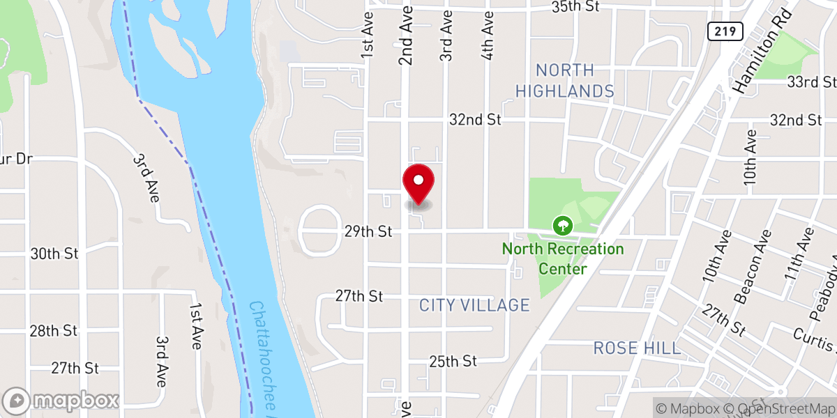 Map showing location of Harvest Church of Columbus