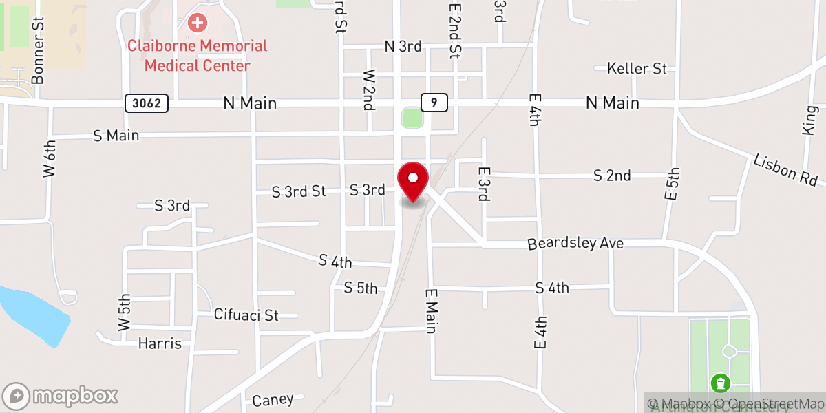 Map showing location of First Baptist Church Clothes Etc.
