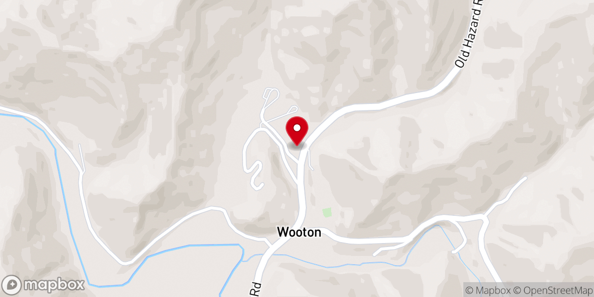 Map showing location of Wooton First Baptist Church