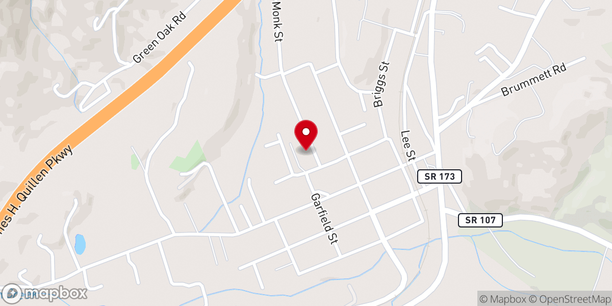 Map showing location of Unicoi Methodist Church