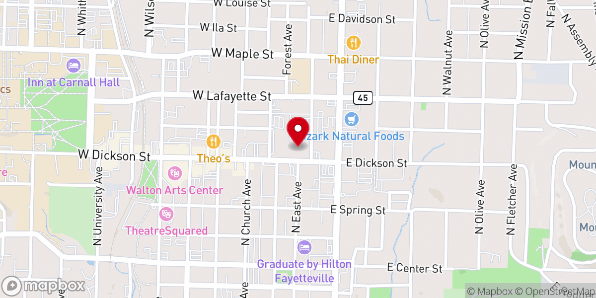 Map showing location of Highfill Methodist Church