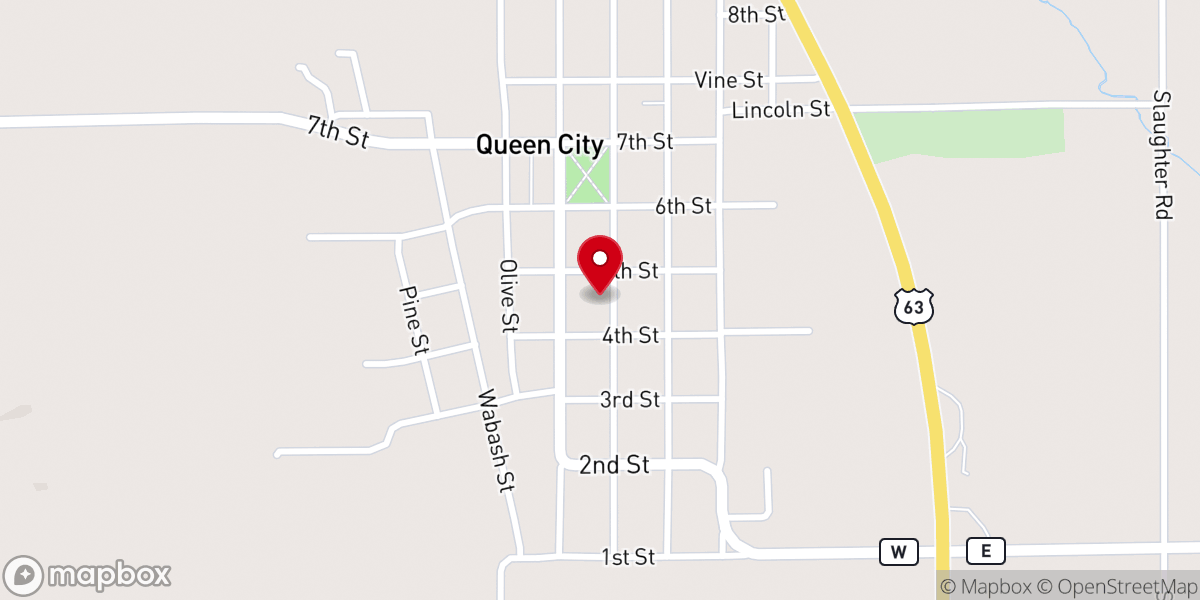 Map showing location of Queen City Christian Church