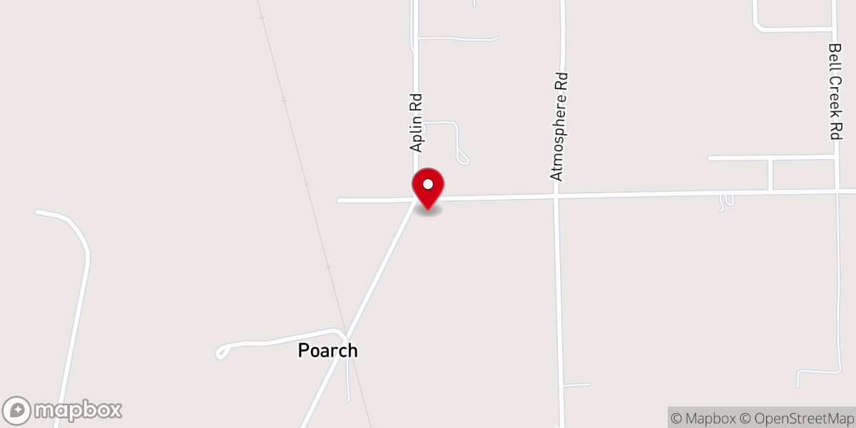 Map showing location of Poarch Baptist Church