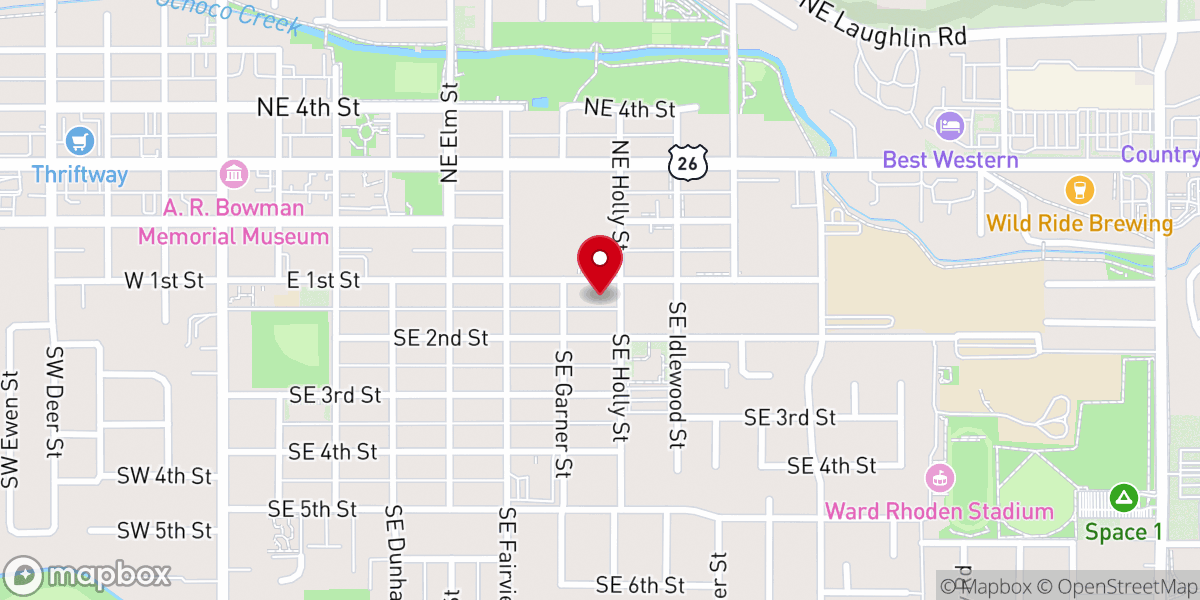 Map showing location of Prineville Church-The Nazarene