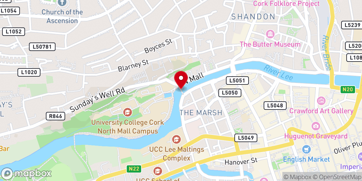 Map showing location of St Vincent's Bridge (Droichead Naomh Uinseann)