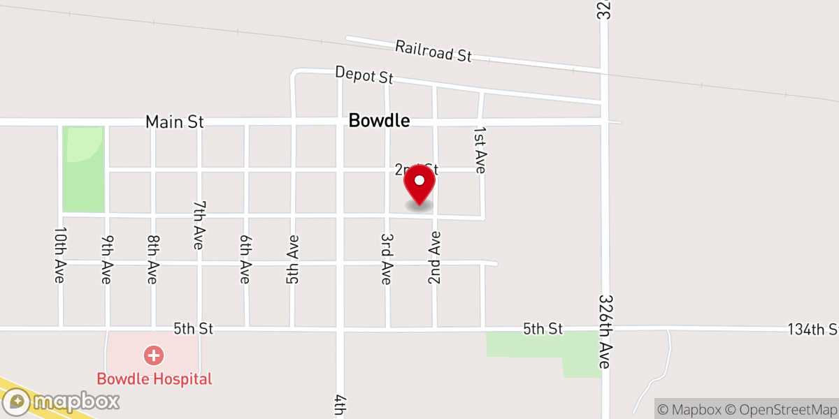 Map showing location of St. John's Lutheran Church