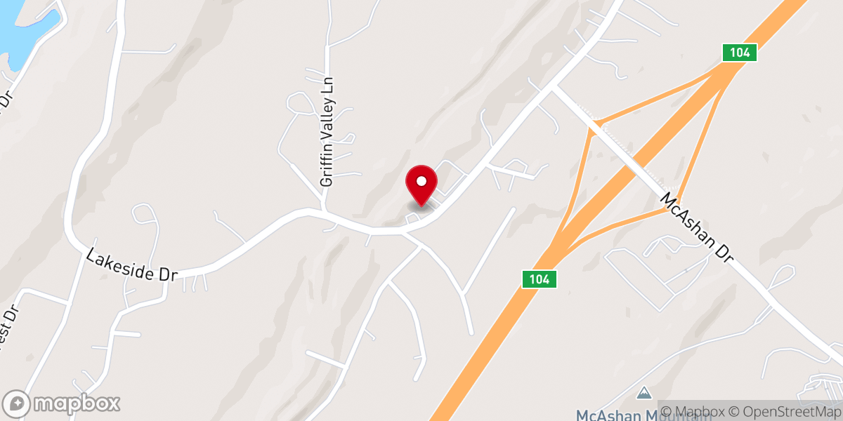 Map showing location of Rock Mountain Lakes Baptist Church