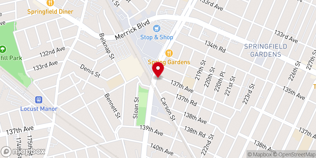 Map showing location of First Presbyterian Church Springfield Gardens