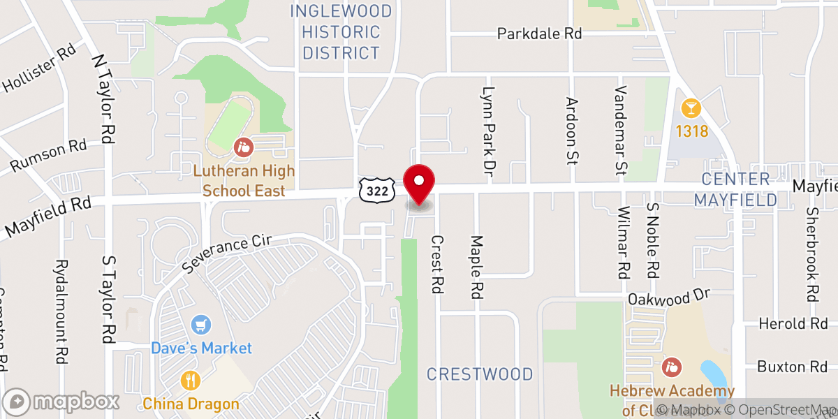 Map showing location of Bethlehem Lutheran Church