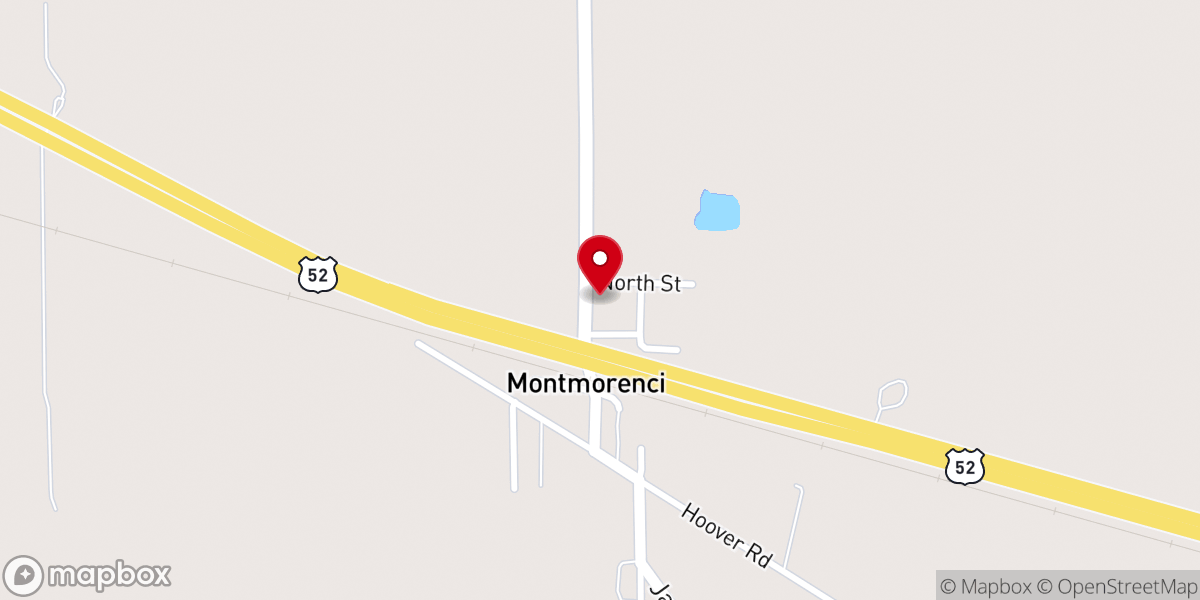 Map showing location of Montmorenci Baptist Church