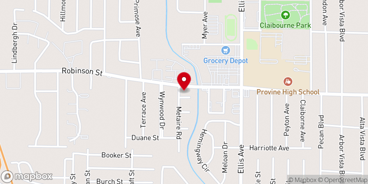 Map showing location of Robinson Street Baptist Church