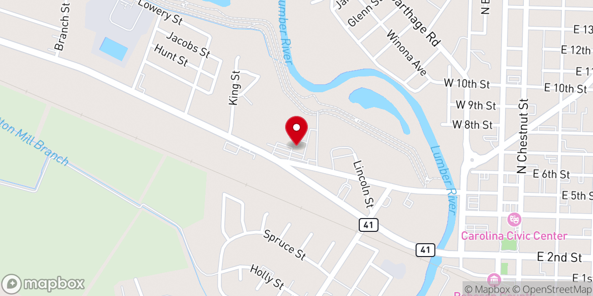 Map showing location of Robeson County Church and Community Center