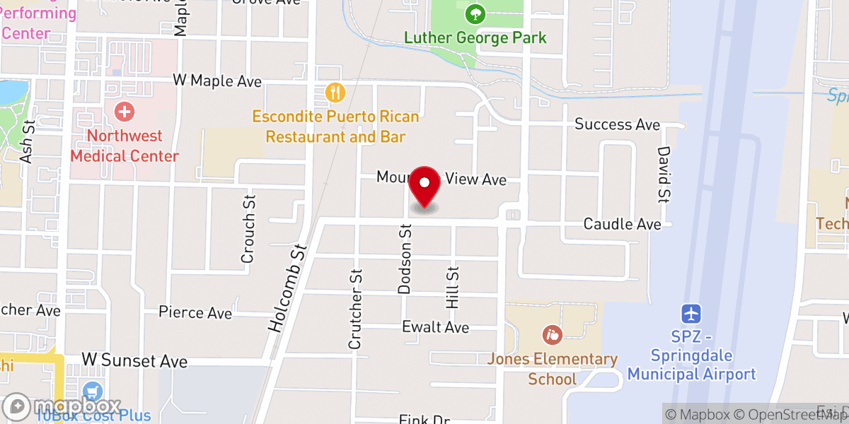 Map showing location of Caudle Avenue Baptist Church