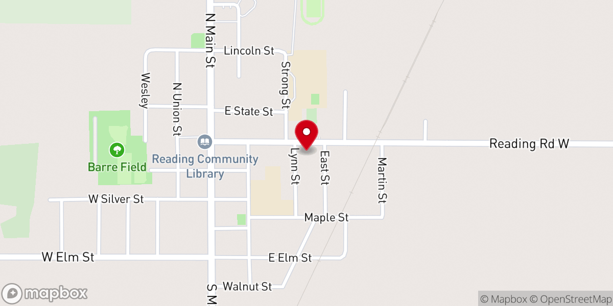Map showing location of Reading United Methodist Church