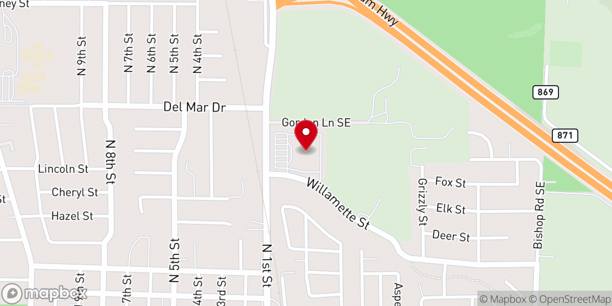 Map showing location of Willamette Valley Baptist Church & School