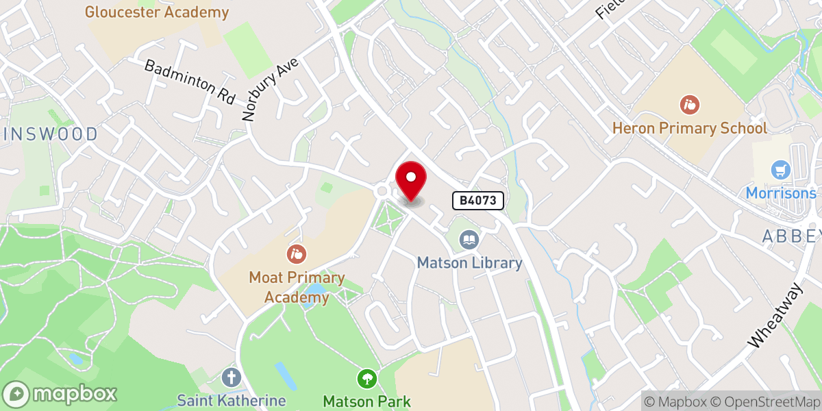 Map showing location of Matson Baptist Church