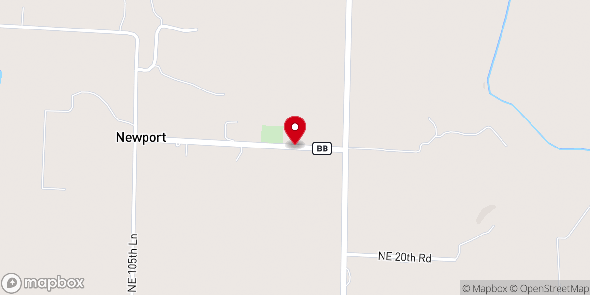 Map showing location of Newport Baptist Church