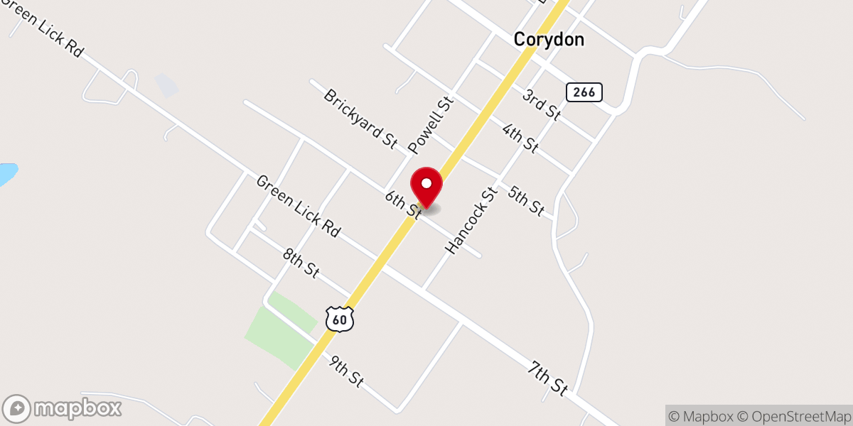 Map showing location of Corydon Missionary Baptist Church