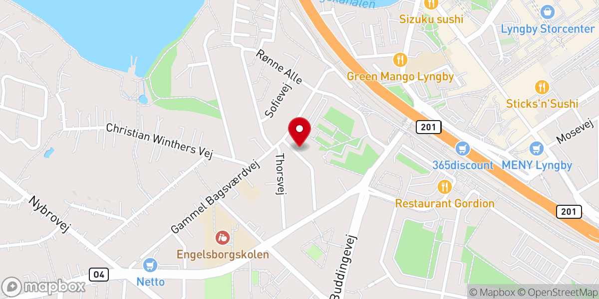Map showing location of Lyngby Baptist Kirke