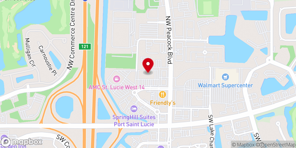 Map showing location of Bowlero Port St. Lucie