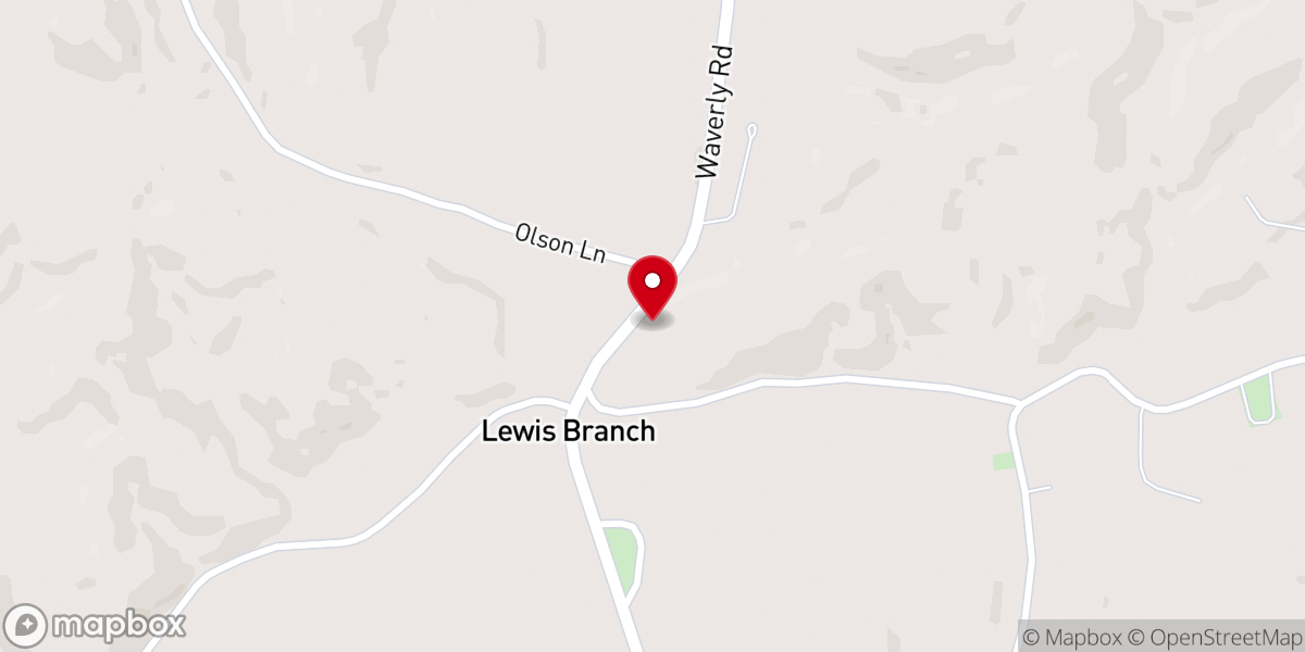 Map showing location of Lewis Branch Church
