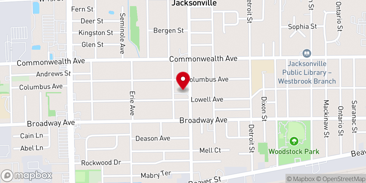 Map showing location of New Mount Moriah African Methodist Episcopal Church