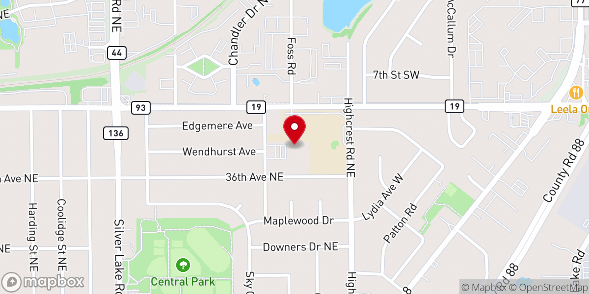 Map showing location of Elmwood Evangelical Free Church