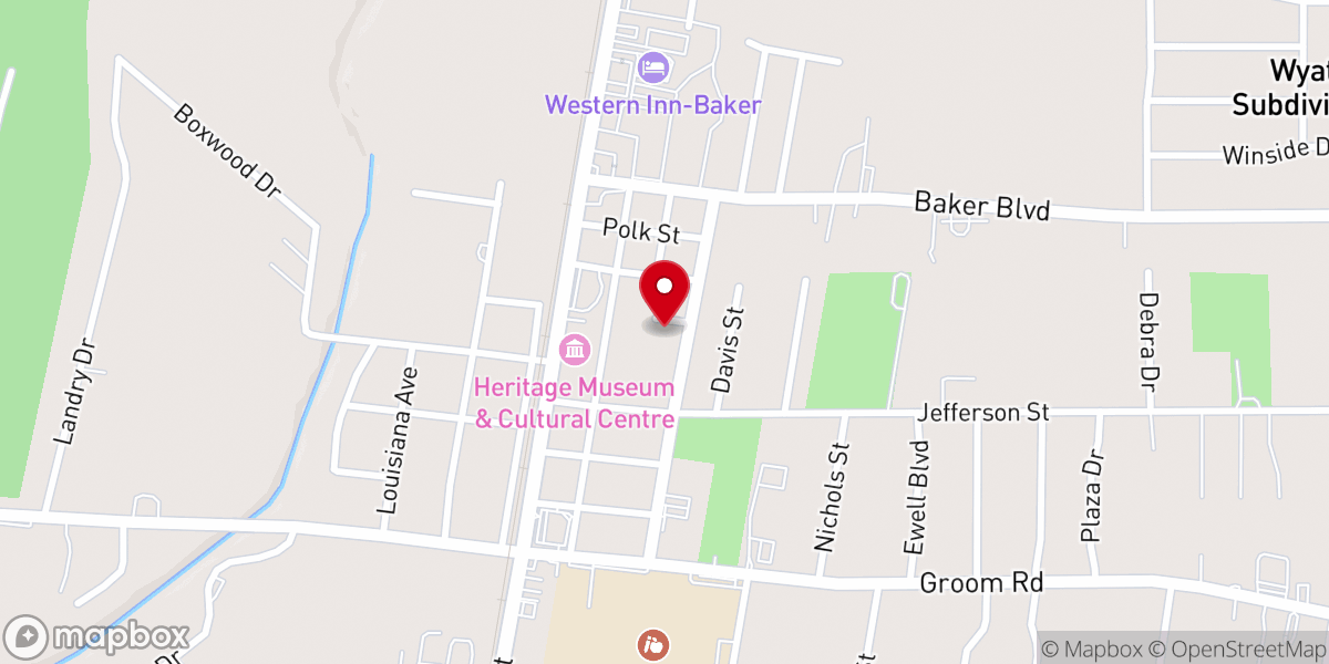 Map showing location of Rock Zion Baptist Church