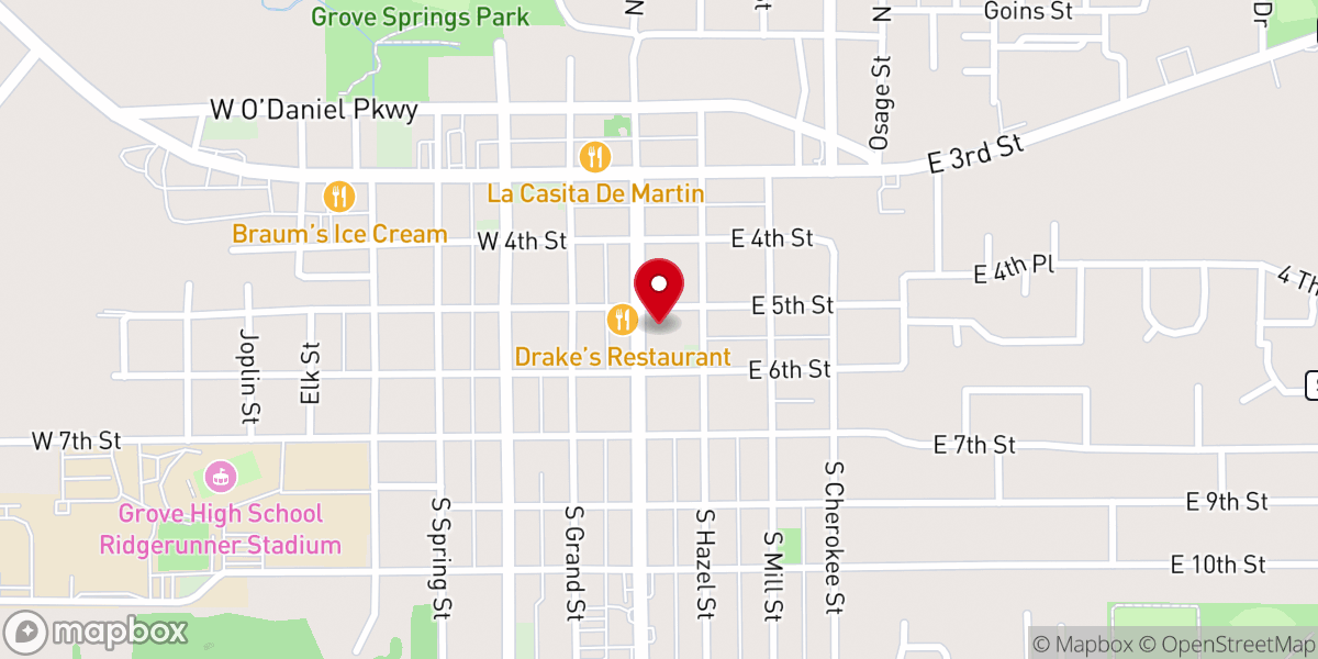 Map showing location of Cornerstone Church of Grove