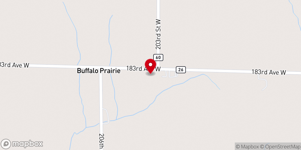 Map showing location of Buffalo Prairie Presbyterian Church