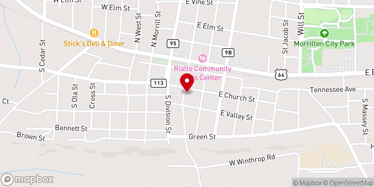Map showing location of First Baptist Church-Morrilton - Food Distribution Center