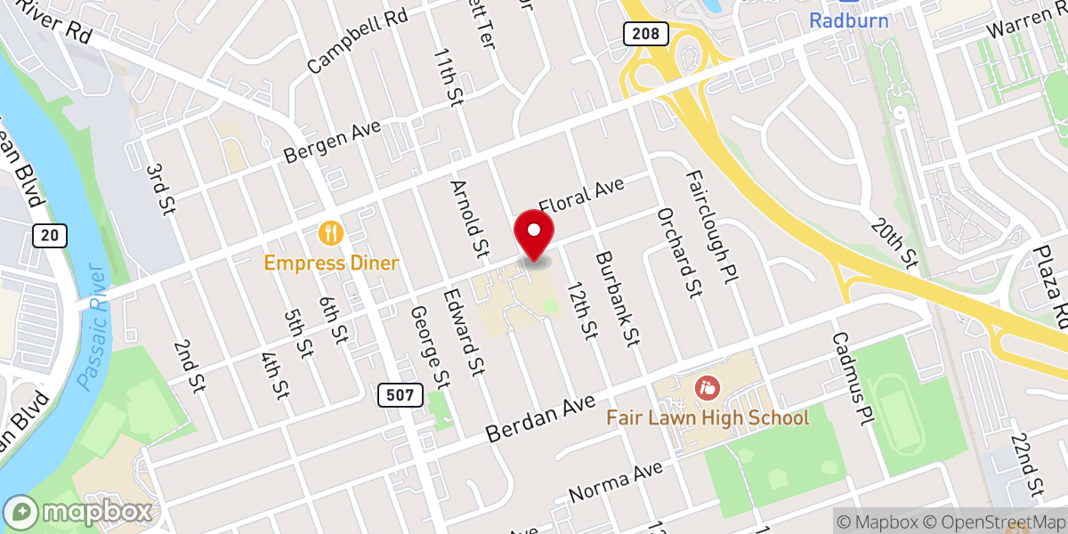 Map showing location of Fair Lawn Bible Church
