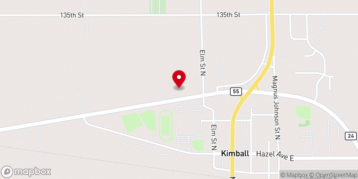 Map showing location of Kimball United Methodist Church