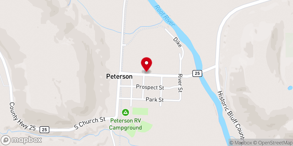 Map showing location of 1877 Peterson Station Museum