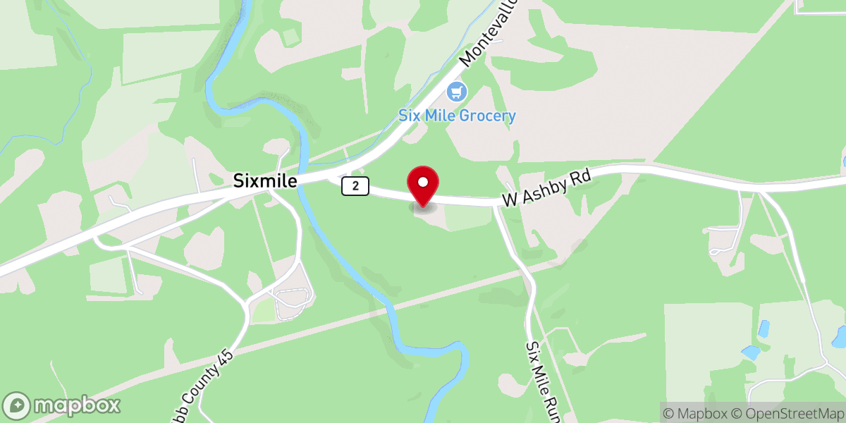 Map showing location of Sixmile Missionary Baptist Church