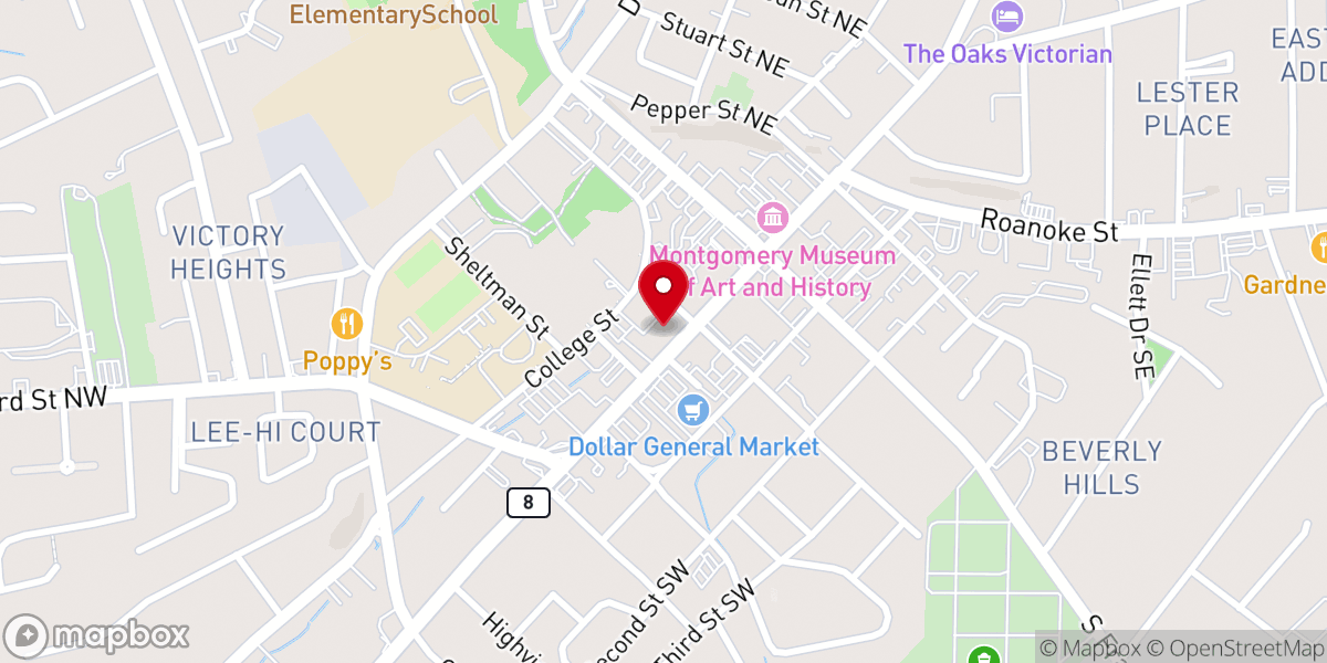 Map showing location of Christiansburg Presbyterian pastor